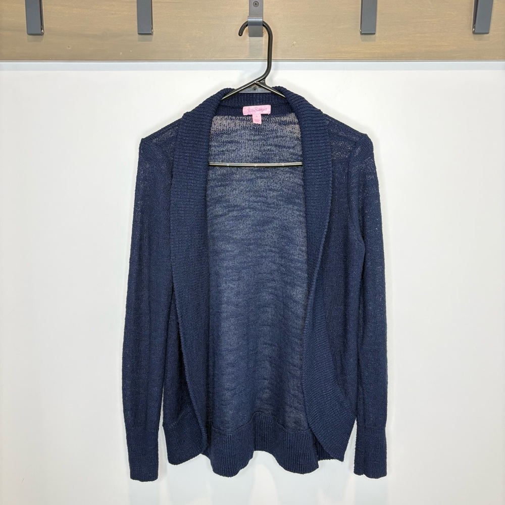 Lilly Pulitzer Navy Open Front Cardigan Sweater - Small - Lightweight Knit